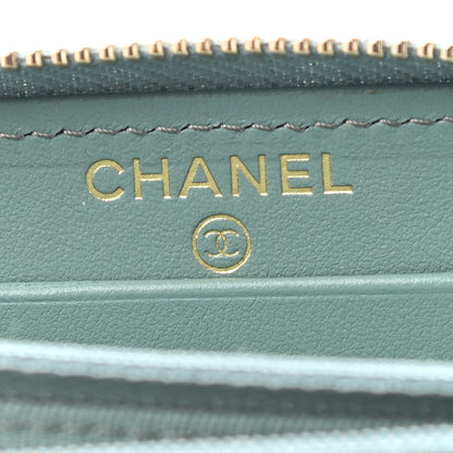 Chanel Caviar Quilted Medium Zip Around Wallet Light Blue 6 of 10