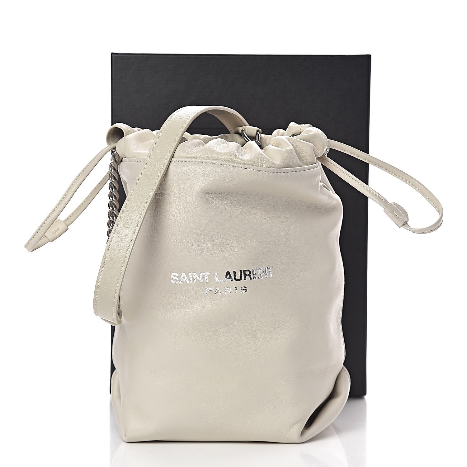 Saint Laurent Lambskin Small Teddy Bucket Bag White 12 of 12