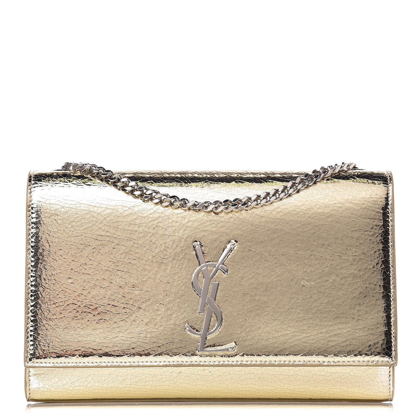 Metallic Calfskin Medium Classic Monogram Kate Satchel Gold
