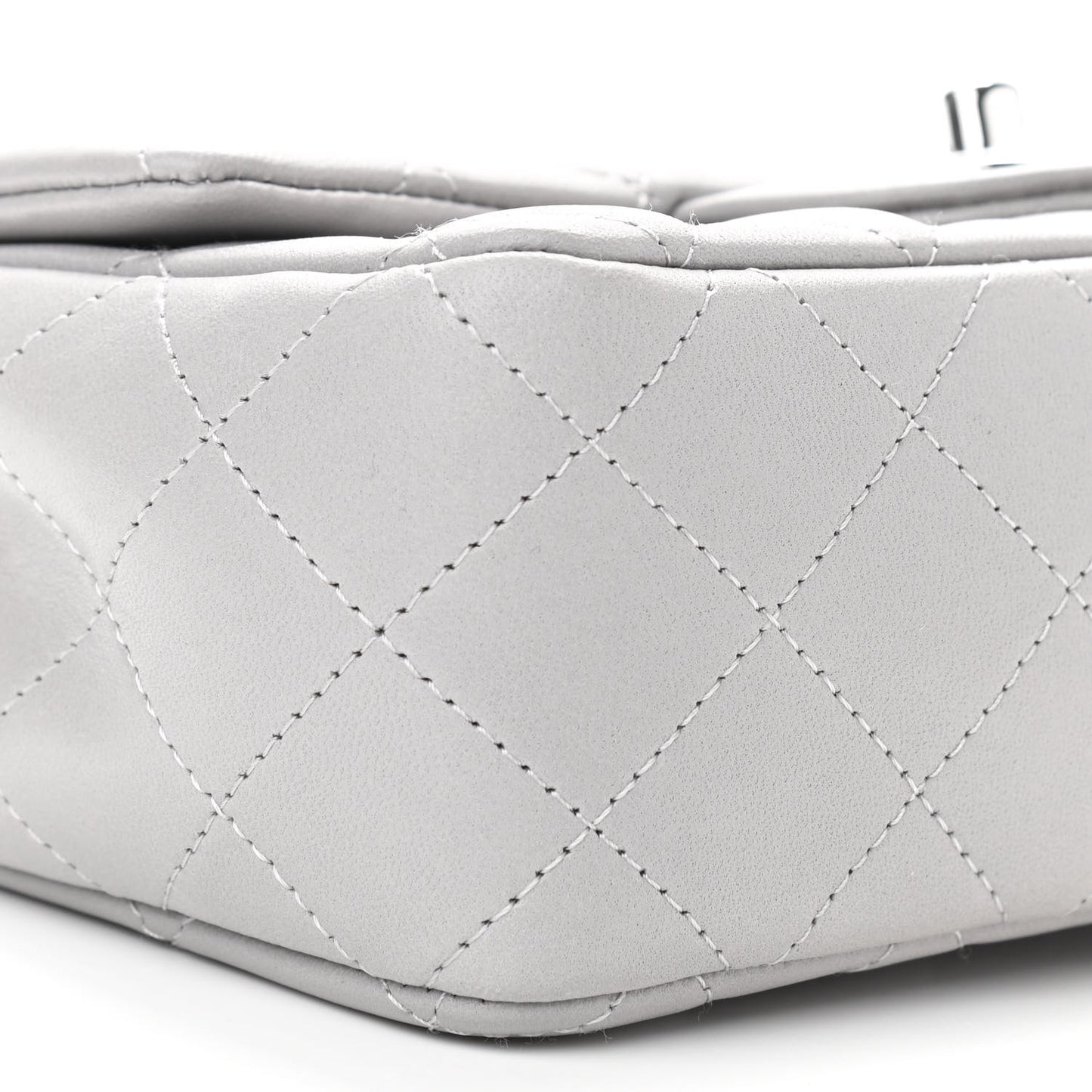 Lambskin Quilted Mini Rectangular Flap Grey