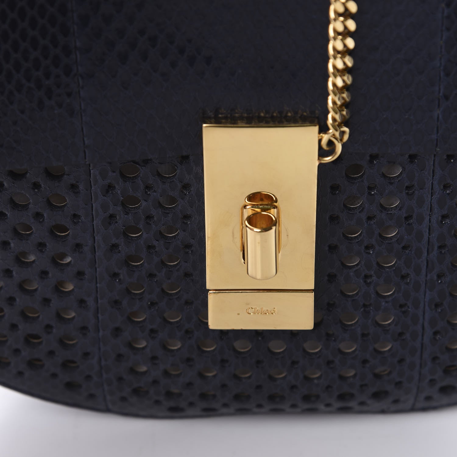 Chloe Ayers Perforated Mini Drew Shoulder Bag Navy 12 of 13