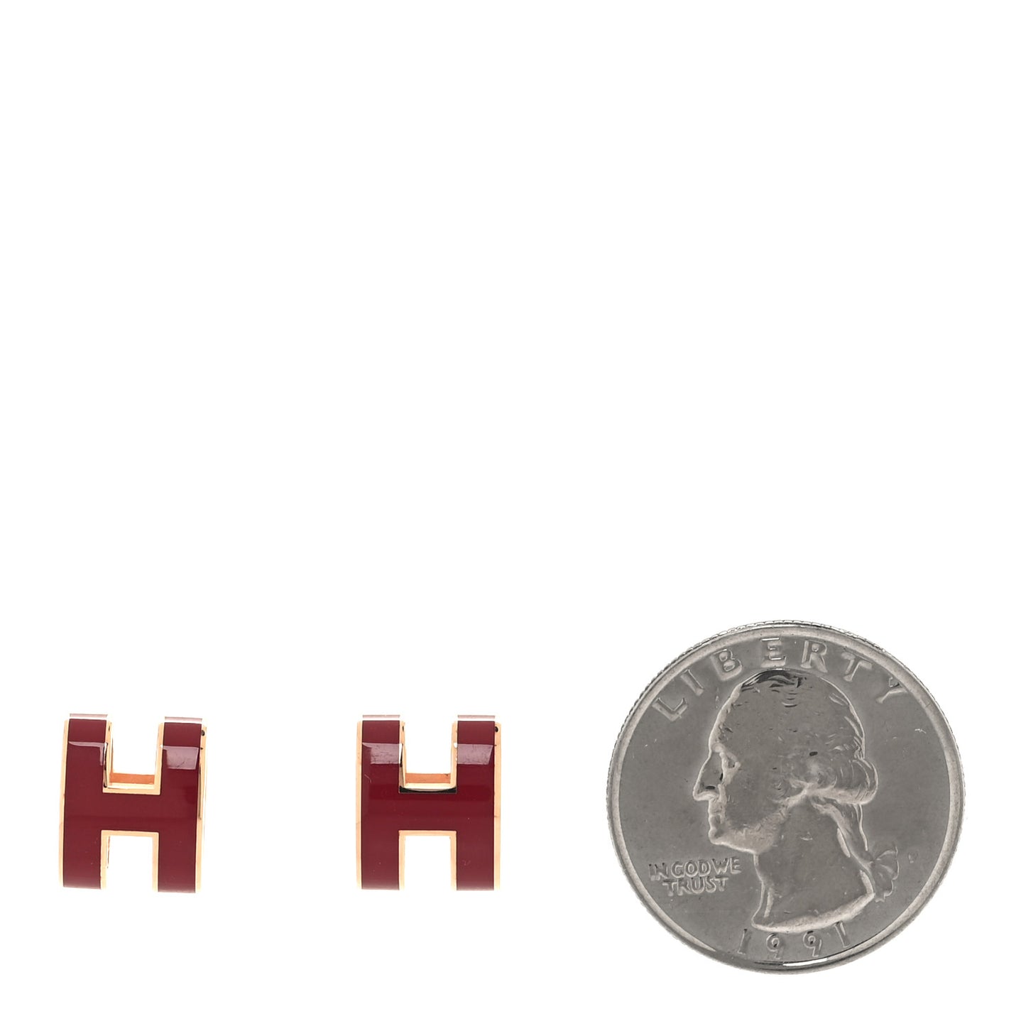 Gold Lacquered Mini Pop H Earrings Rose Extreme