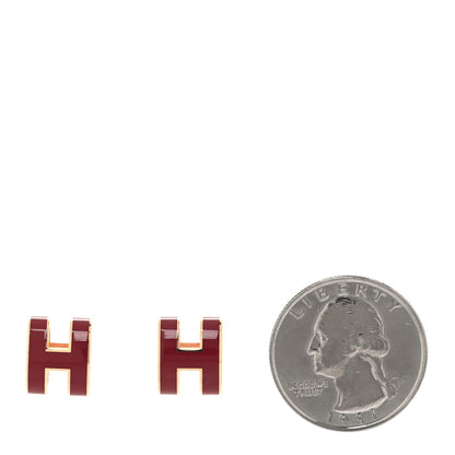 Hermes Gold Lacquered Mini Pop H Earrings Rose Extreme 2 of 6