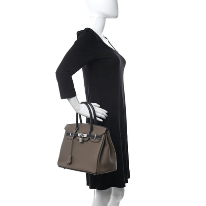 Hermes Togo Horseshoe Birkin 30 Black Etoupe 2 of 11