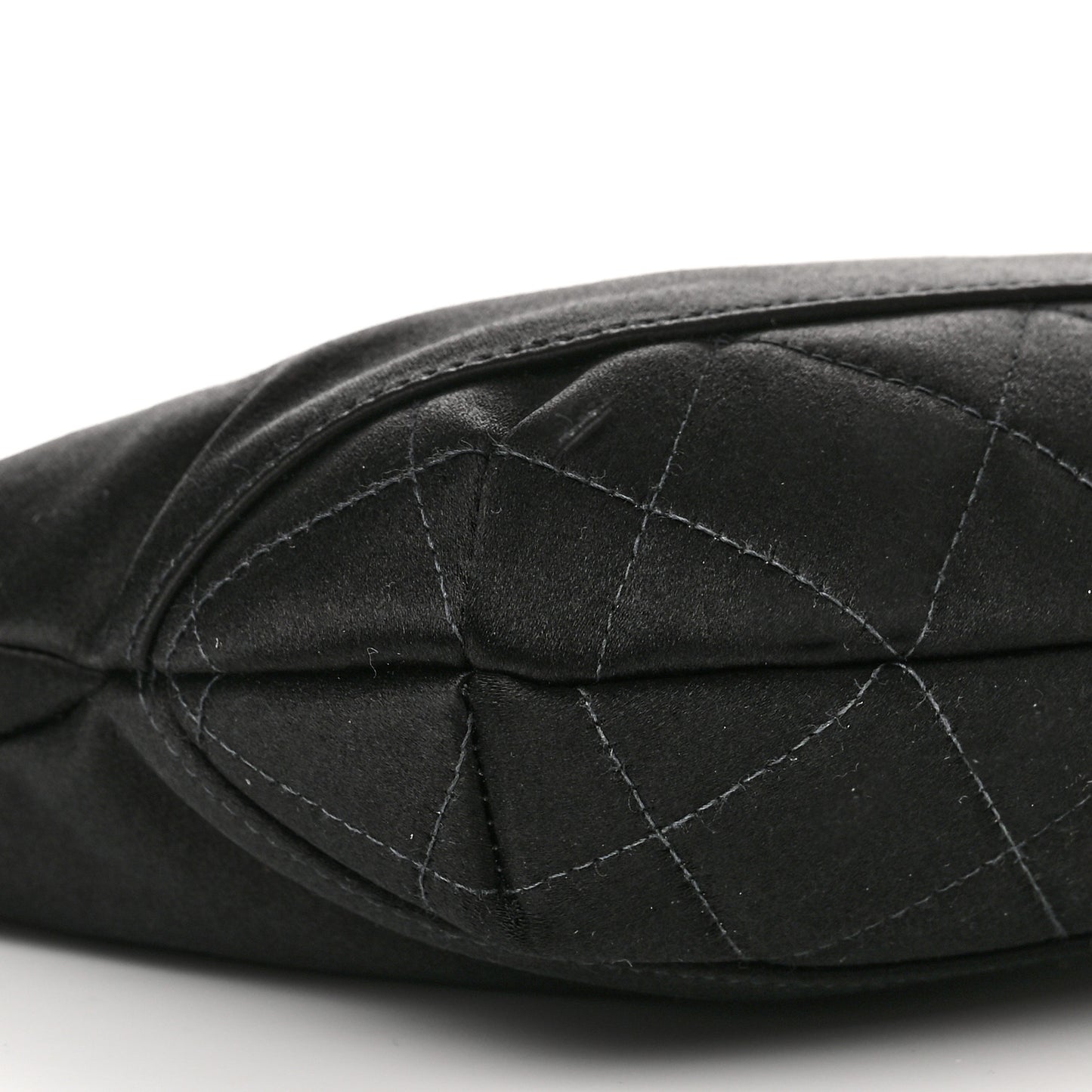 Satin Quilted CC Chain Hobo Black