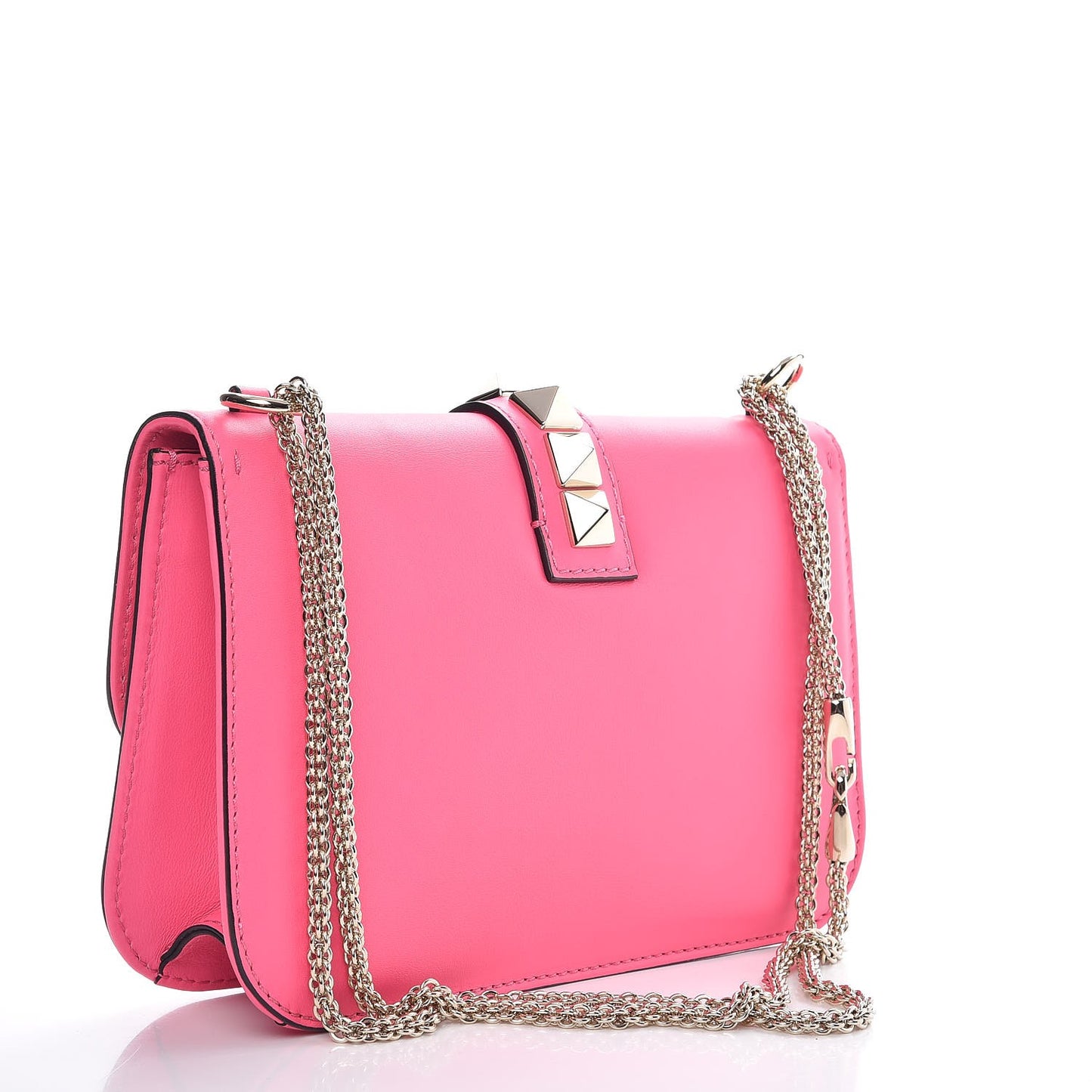 Vitello Medium Glam Lock Rockstud Flap Fuxia Fluo