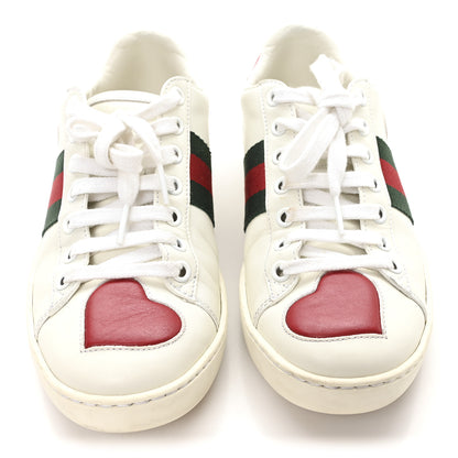 Gucci Calfskin Web Heart Embroidered Womens Ace Sneakers 36 White 3 of 11
