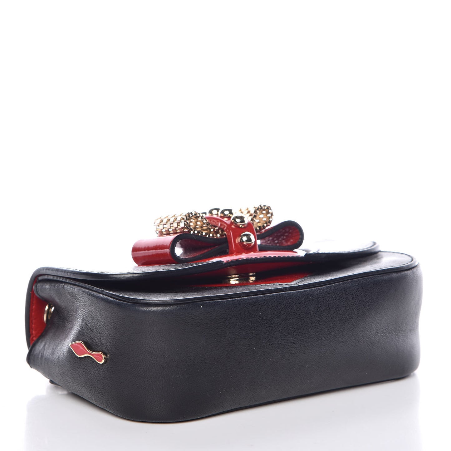Calfskin Heart Sweety Charity Crossbody Bag Black Red