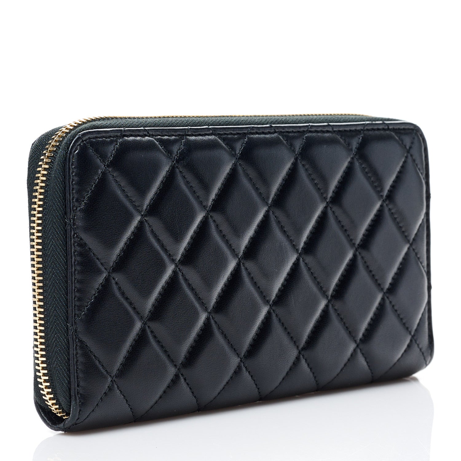 Chanel Lambskin Quilted All About Chanel Charm Zip Around Wallet Black 2 of 9