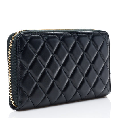 Chanel Lambskin Quilted All About Chanel Charm Zip Around Wallet Black 2 of 9