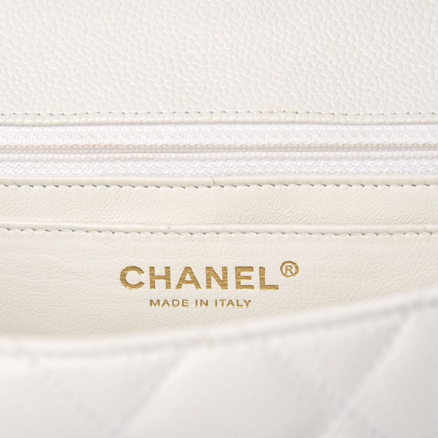 Caviar Quilted Jumbo Single Flap White
