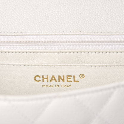 Chanel Caviar Quilted Jumbo Single Flap White 6 of 10