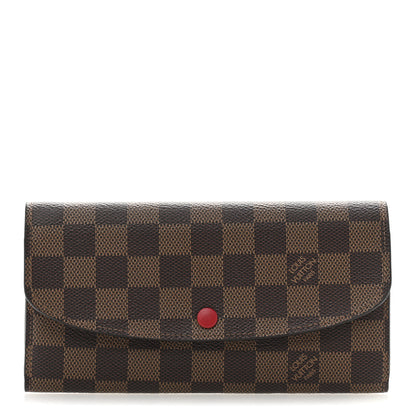 Louis Vuitton Damier Ebene Emilie Wallet Red 1 of 10