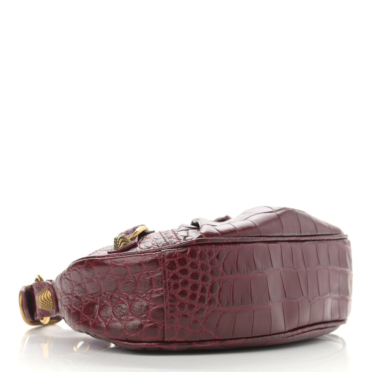Balenciaga Extra Supple Calfskin Crocodile Embossed Le Cagole Shoulder Bag XS Dark Red 4 of 11