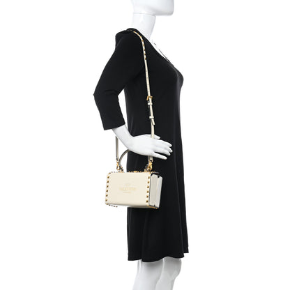Valentino Garavani Grainy Calfskin Rockstud Alcove Box Top-Handle Bag Light Ivory 2 of 11