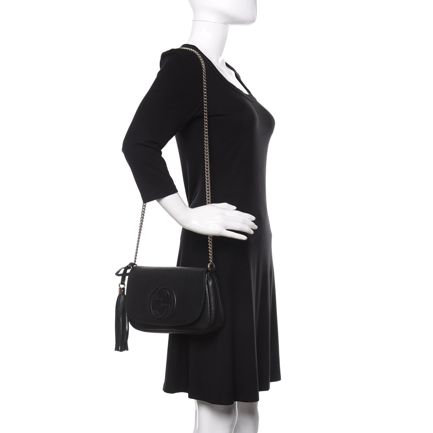 Gucci Pebbled Calfskin Medium Soho Flap Crossbody Black 2 of 9