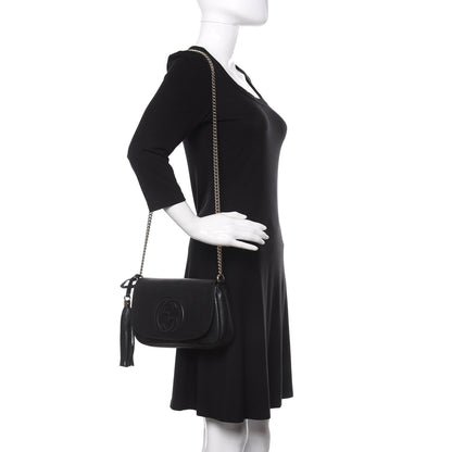 Gucci Pebbled Calfskin Medium Soho Flap Crossbody Black 2 of 9