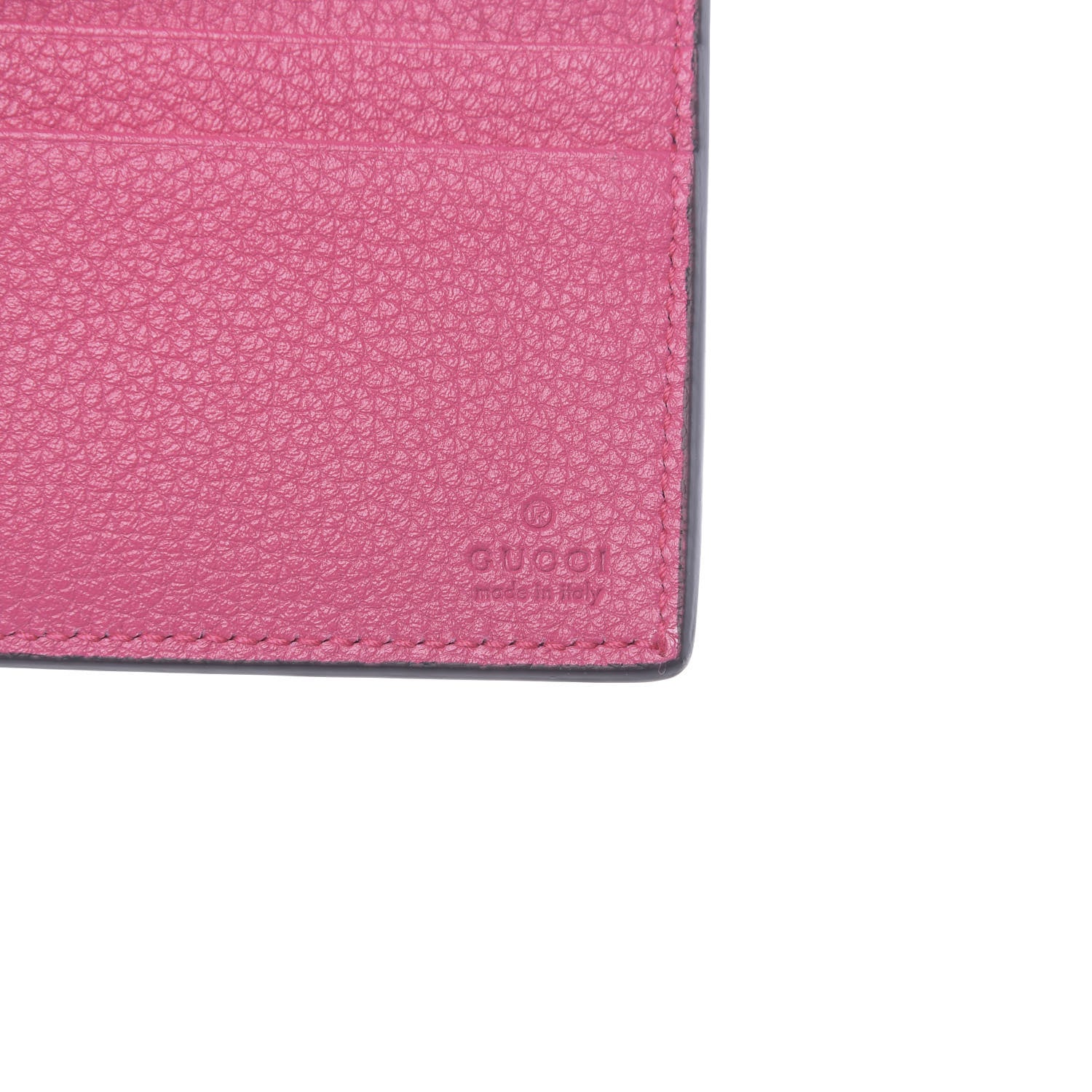 Gucci Grained Calfskin Logo Bi-Fold Wallet Box Pink Green 6 of 8