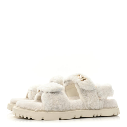 Christian Dior Shearling Dioract 10mm Sandals 38 Off White 3 of 9
