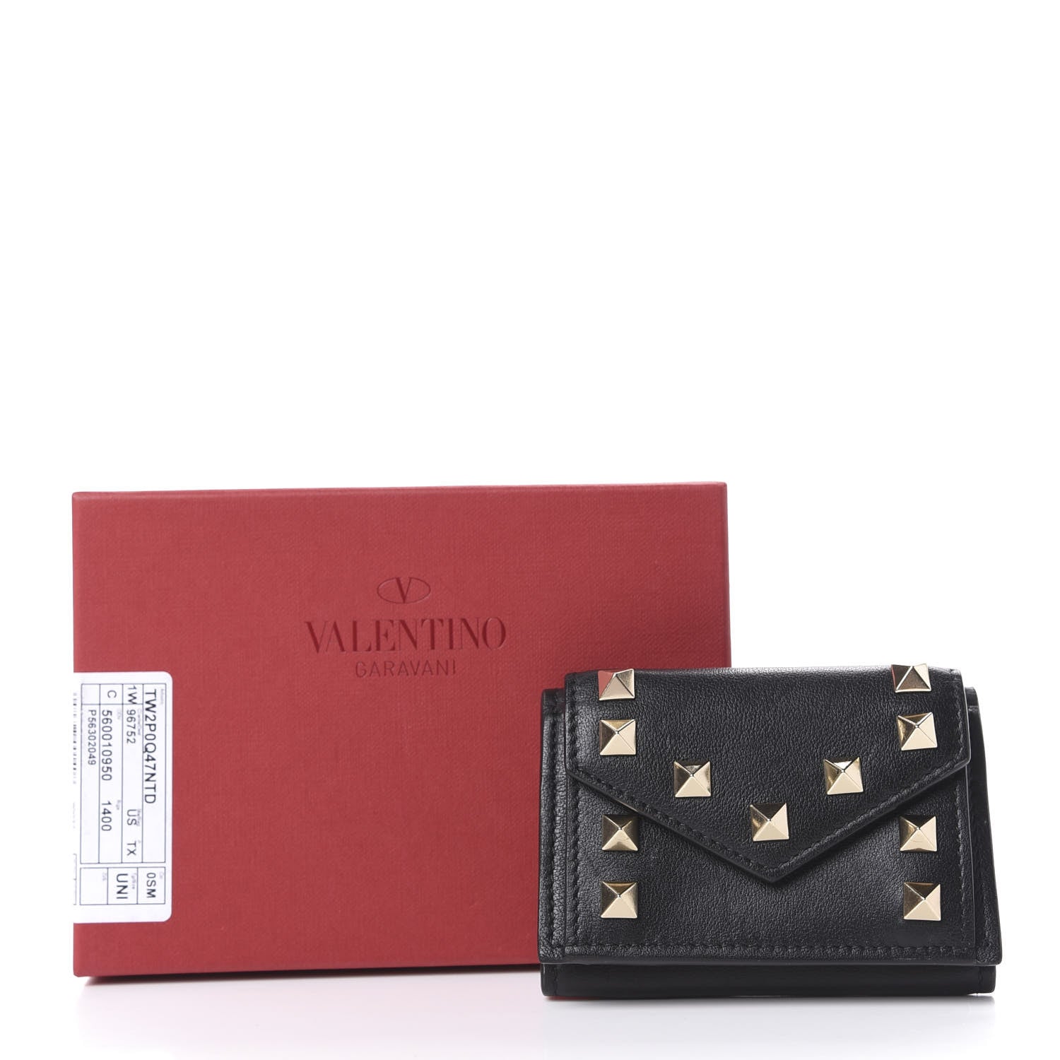 Valentino Garavani Calfskin Bi-Color Small Rockstud Wallet Black Rouge Pur 11 of 11