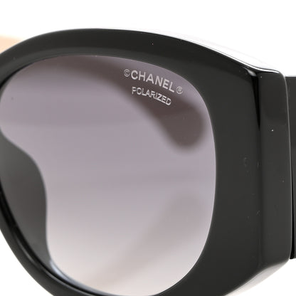 Chanel Acetate Oval Sunglasses 5524-A Black Beige 7 of 8