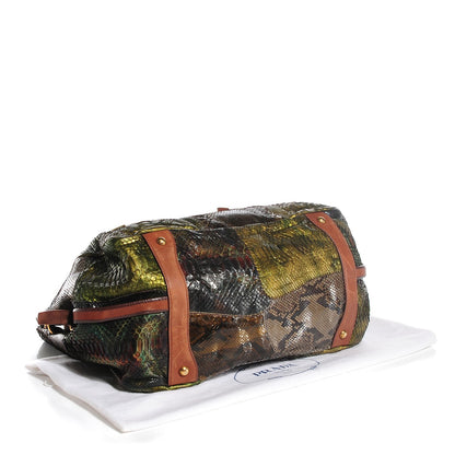 Prada Python Patch Shopper Tote Militare 4 of 9