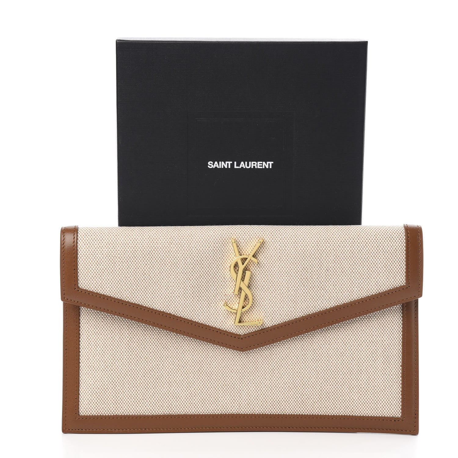 Saint Laurent Canvas Uptown Pouch Natural Beige Brick 7 of 7