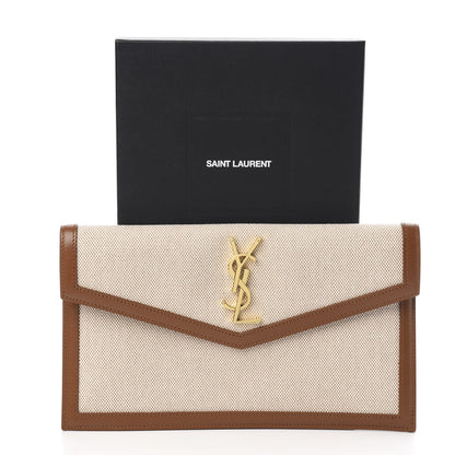 Saint Laurent Canvas Uptown Pouch Natural Beige Brick 7 of 7