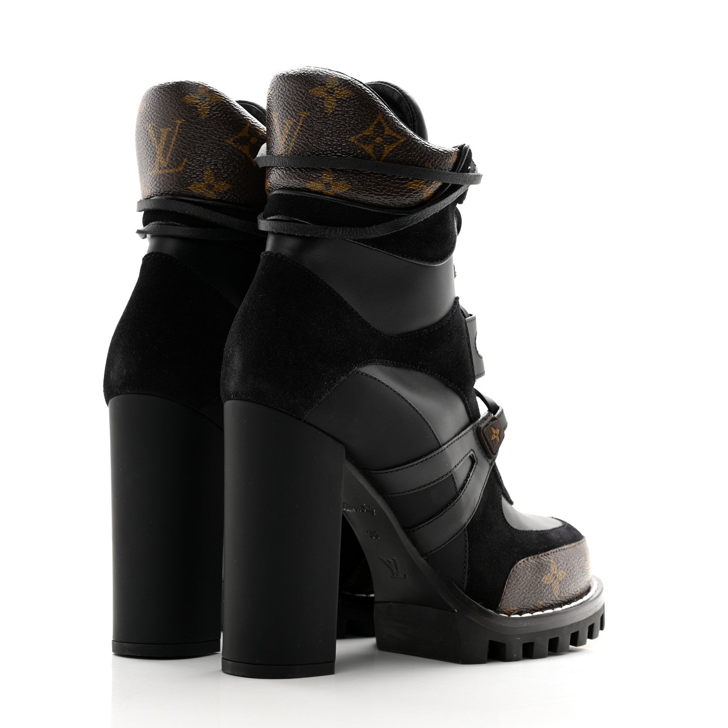 Louis Vuitton Suede Calfskin Monogram Star Trail Ankle Boots 38 Black 4 of 10