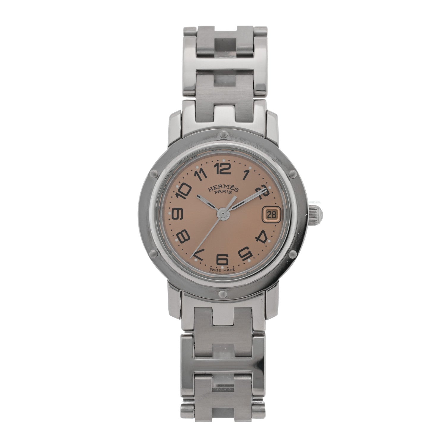 Hermes Stainless Steel 24mm Clipper Quartz Watch Orange 1 of 4
