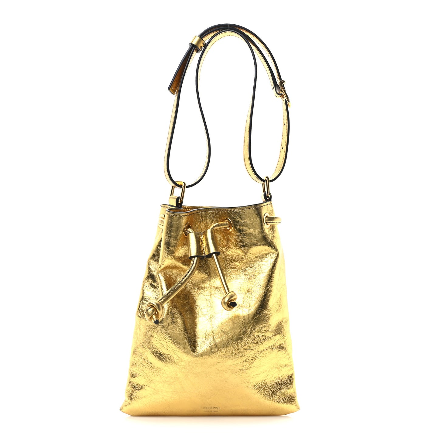 Metallic Calfskin Cecilia Small Bucket Bag Gold