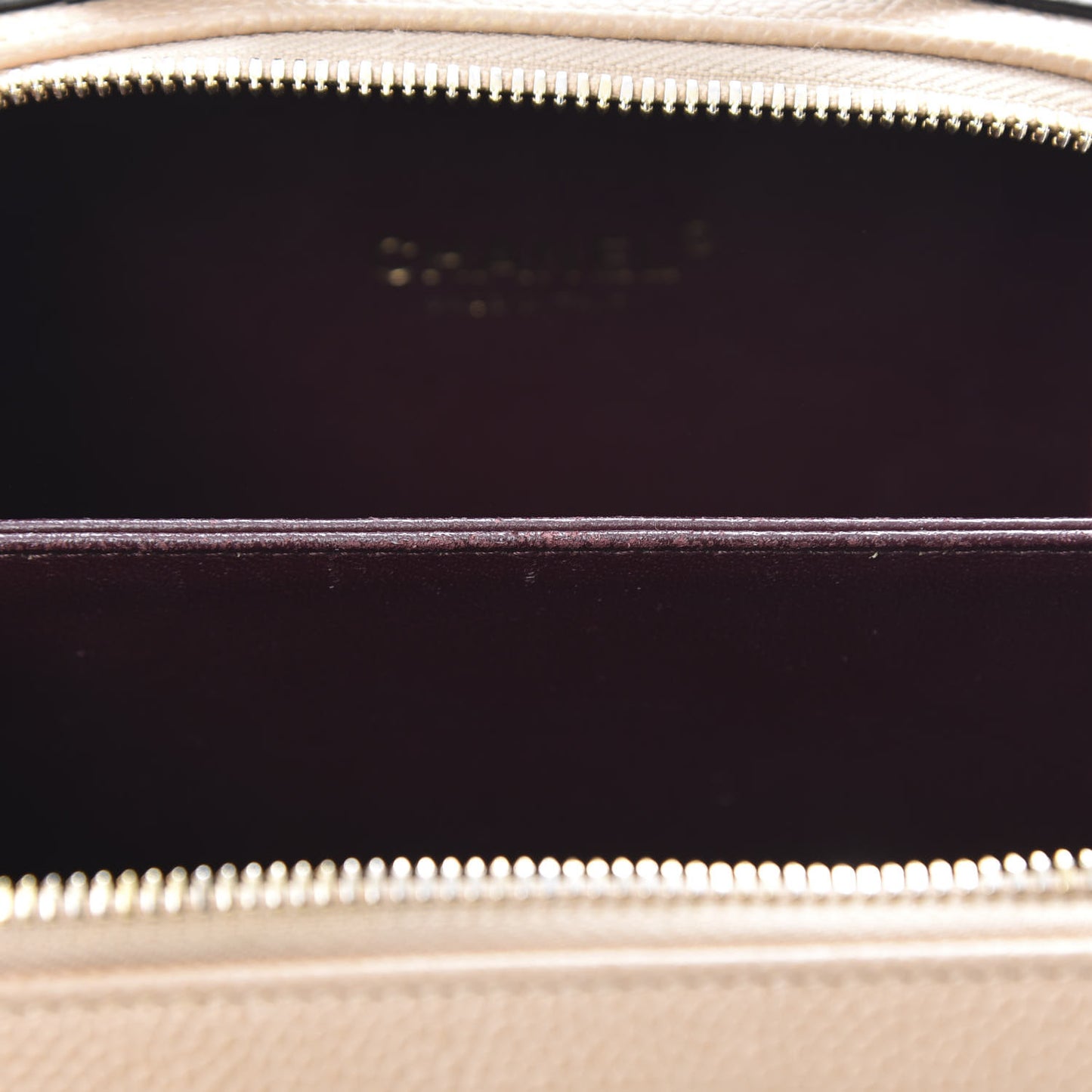 Caviar Quilted Small CC Filigree Vanity Case Beige Black