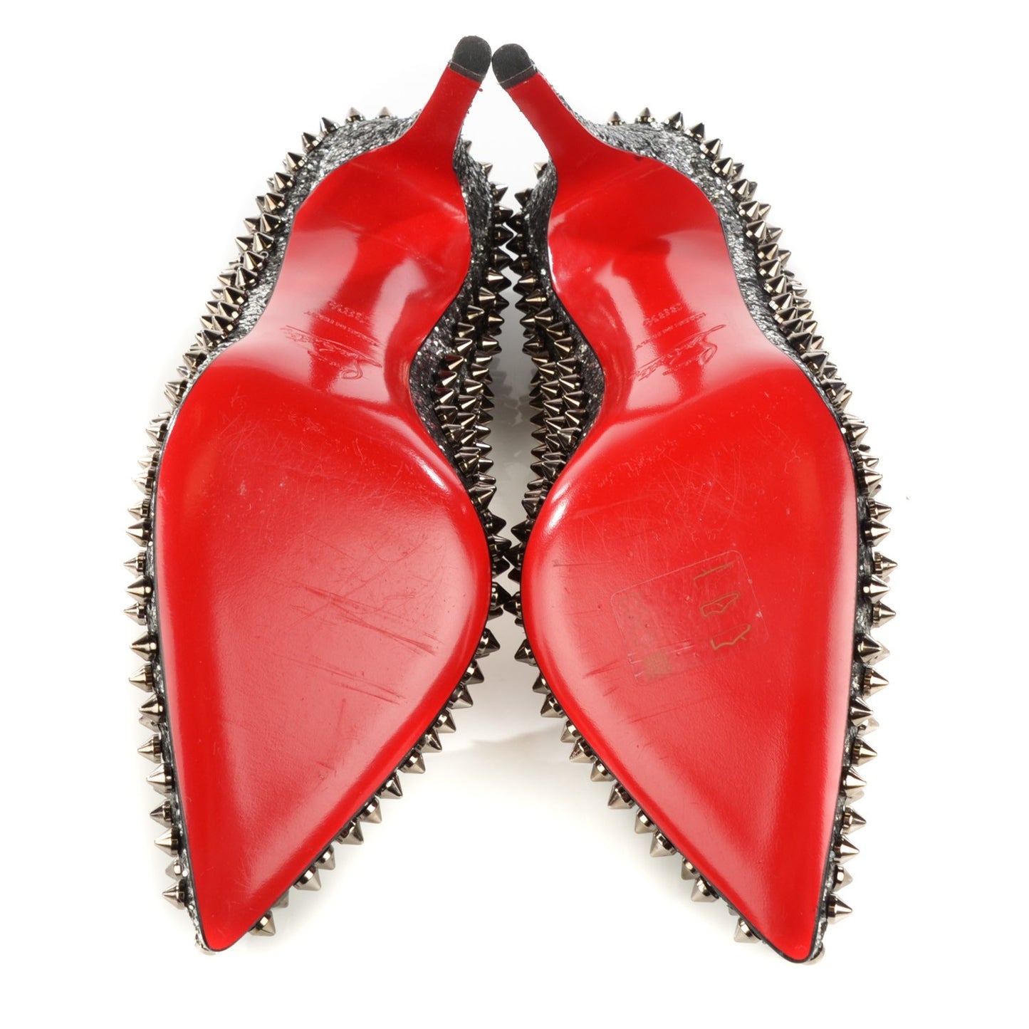 Glitter Pigalle Spikes 100 Pumps 38.5 Silver Gun Metal