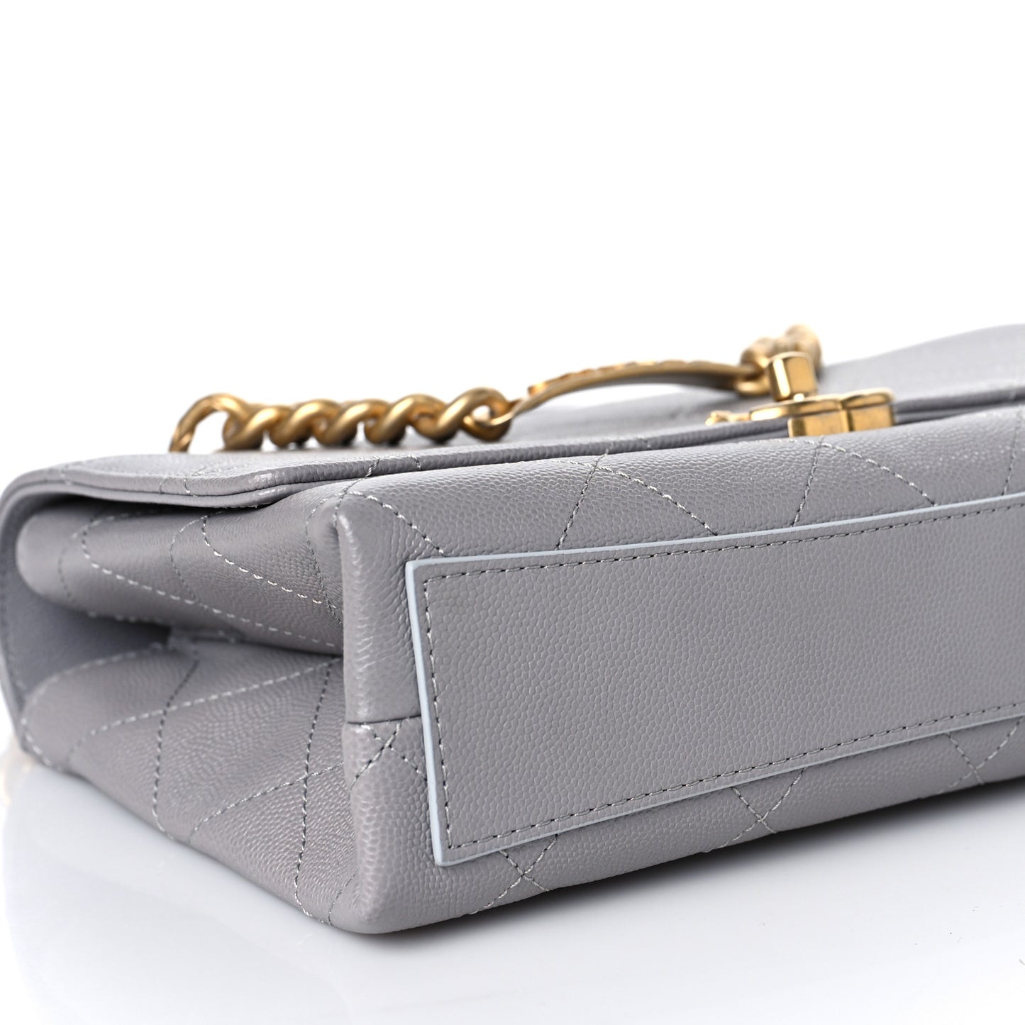 Caviar Quilted Bracelet On Chain Flap Grey