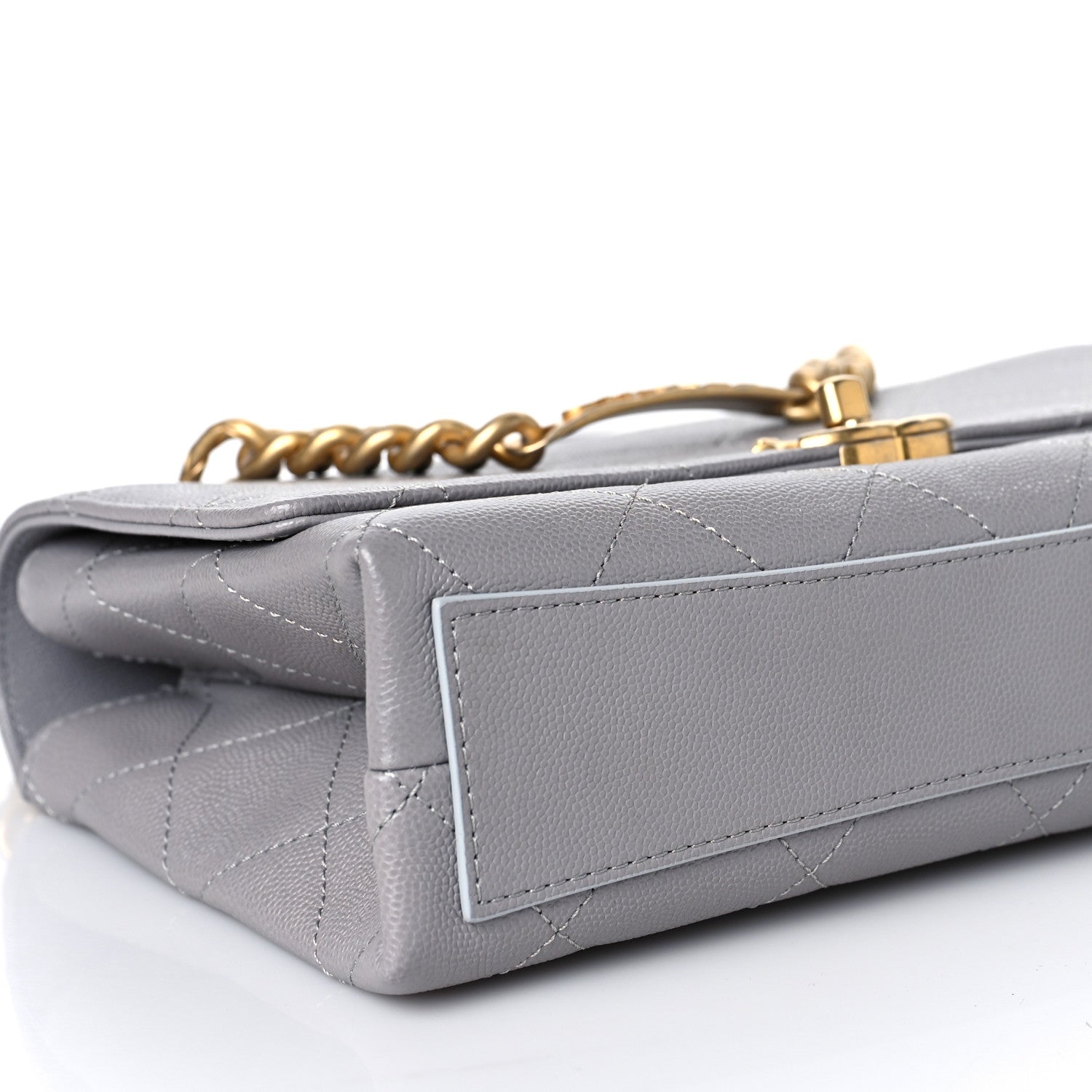 Chanel Caviar Quilted Bracelet On Chain Flap Grey 8 of 9
