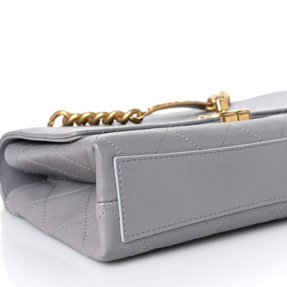 Chanel Caviar Quilted Bracelet On Chain Flap Grey 8 of 9