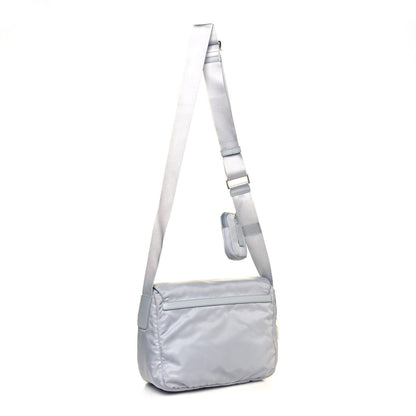 Prada Re-Nylon Vela Saffiano Pocket Double Buckle Messenger Shoulder Bag Fiordaliso 3 of 15