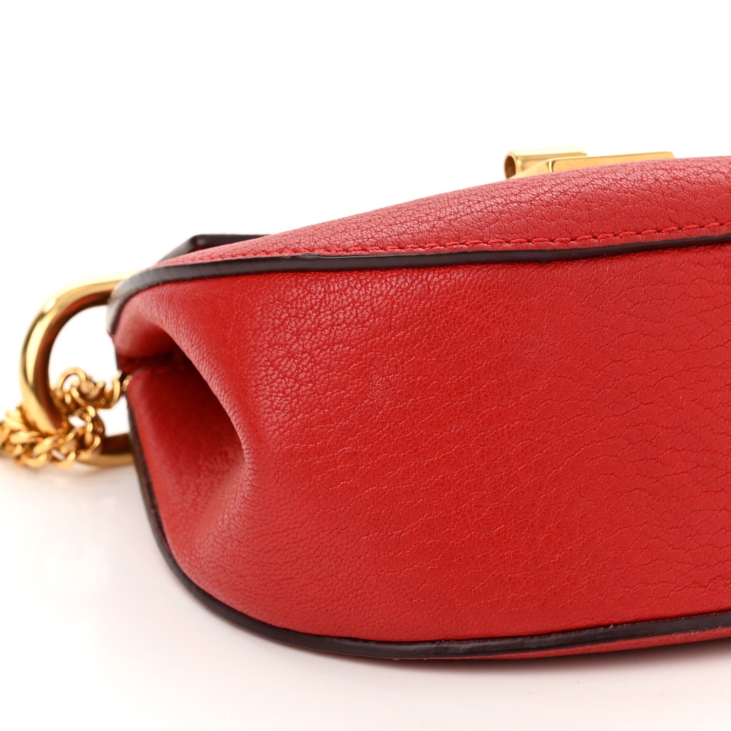 Chloe Grained Lambskin Mini Drew Shoulder Bag Plaid Red 7 of 9