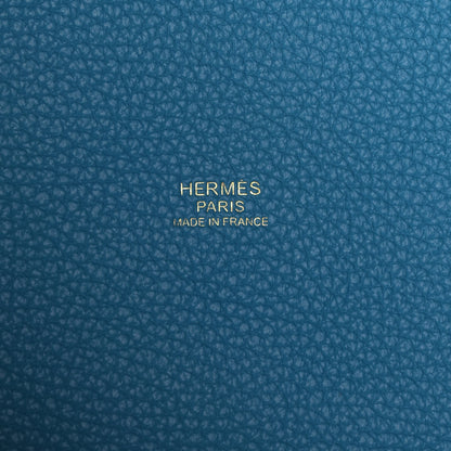 Hermes Taurillon Clemence Casaque Picotin Lock 22 MM Bleu Nuit Black Blue Frida 6 of 9