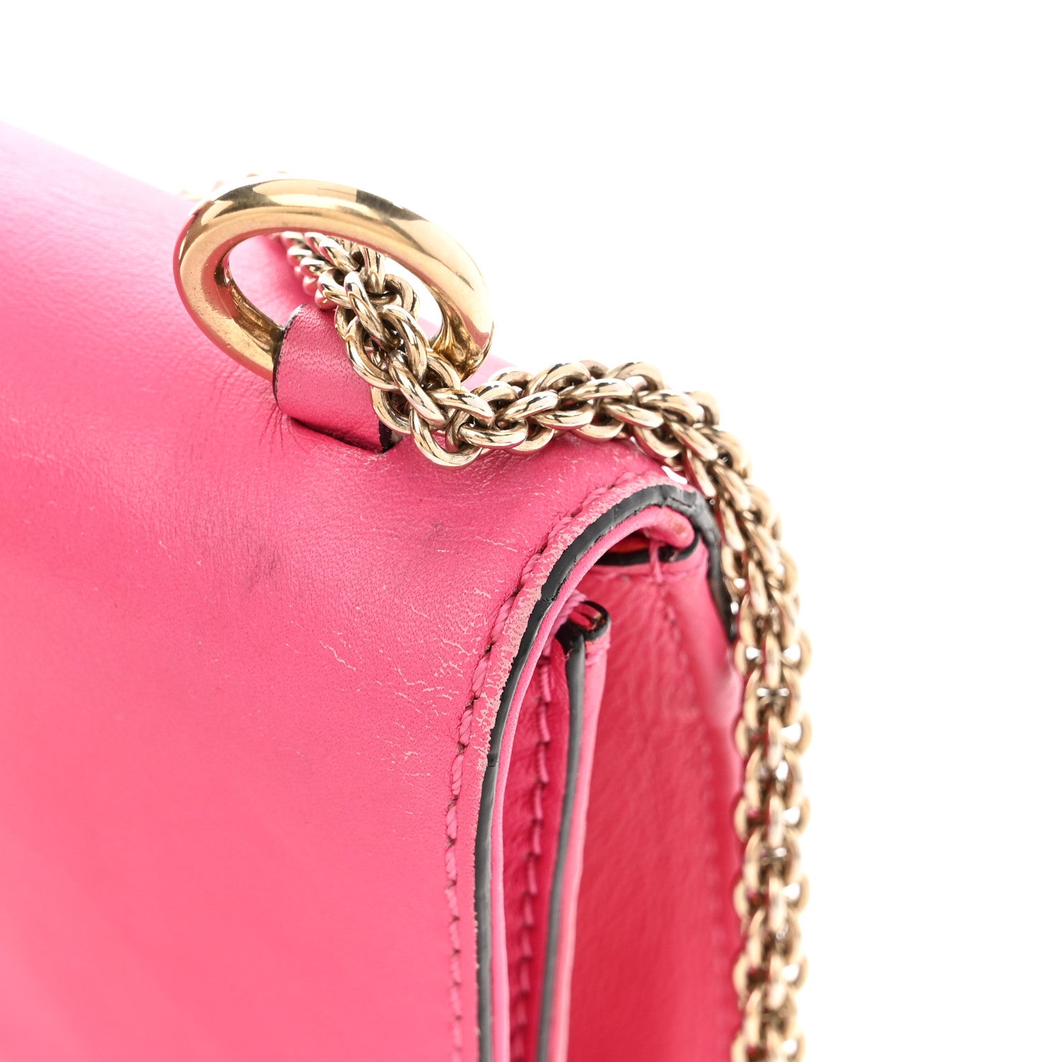 Valentino Garavani Vitello Medium Glam Lock Rockstud Flap Fuxia Fluo 9 of 10
