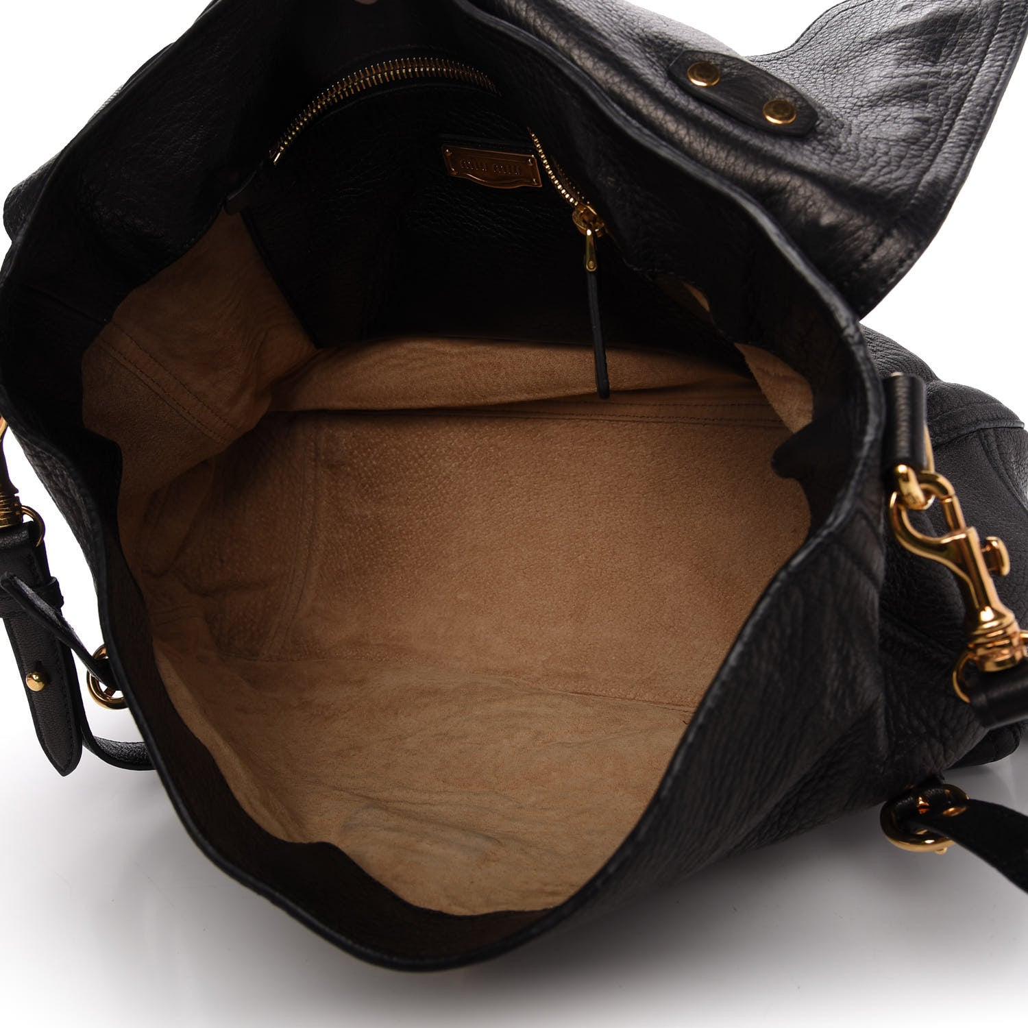 Miu Miu Cervo East-West Flap Satchel Black 5 of 9