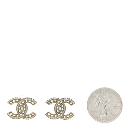 Chanel Crystal Timeless CC Earrings Light Gold 2 of 7