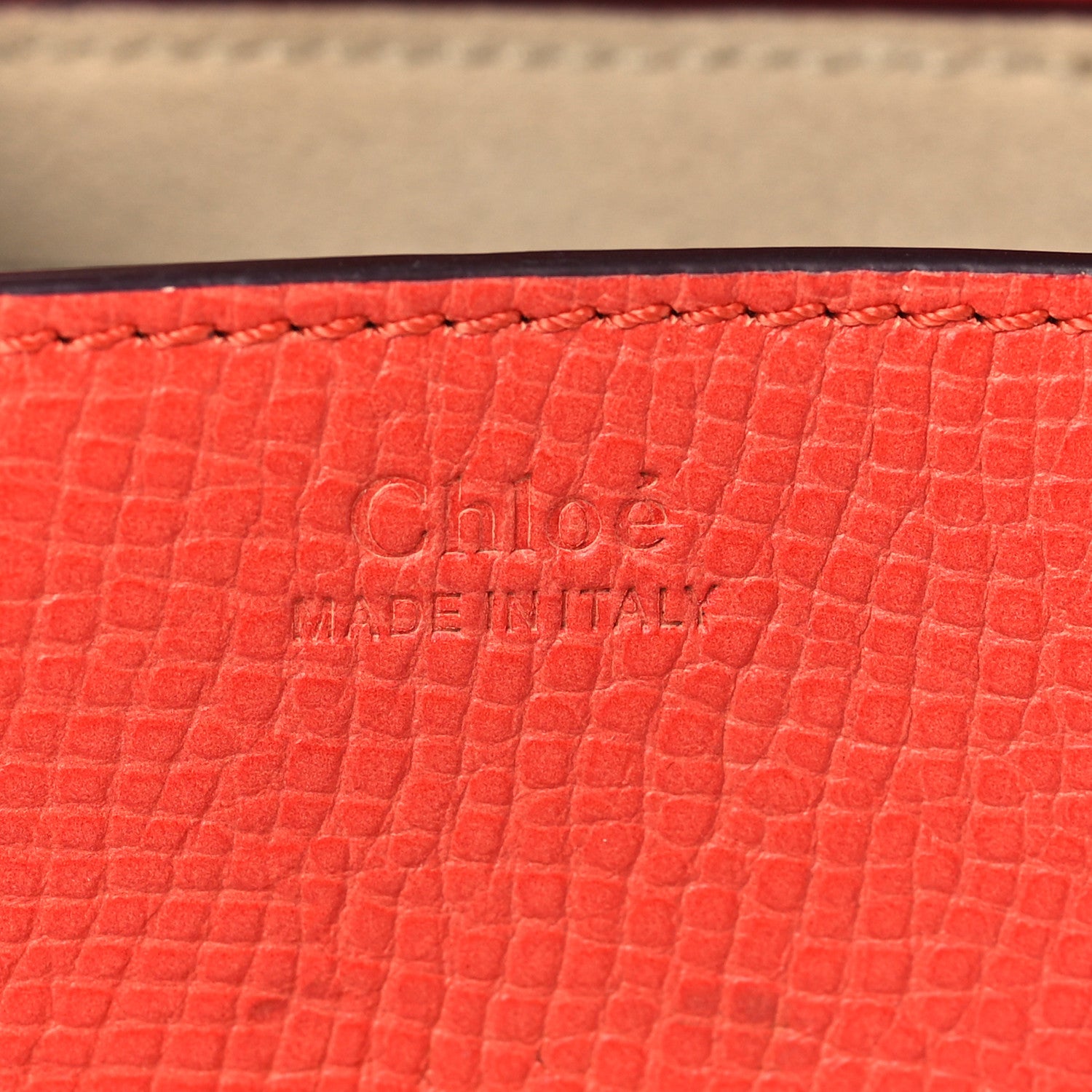 Chloe Grained Calfskin Lambskin Mini Drew Shoulder Bag Coral Pop 6 of 10