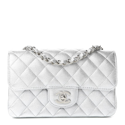 Chanel Metallic Lambskin Quilted Mini Rectangular Flap Silver 1 of 10