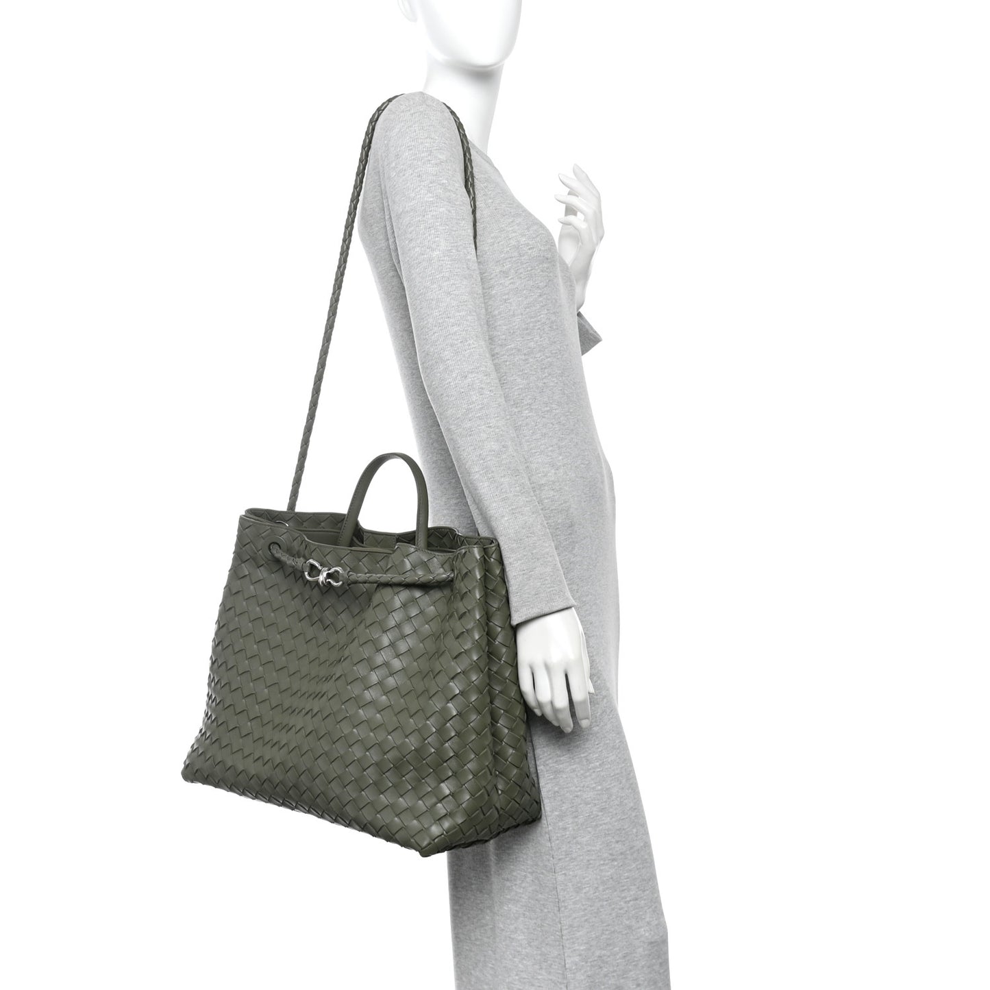Nappa Intrecciato Large Andiamo Shoulder Bag  Aloe