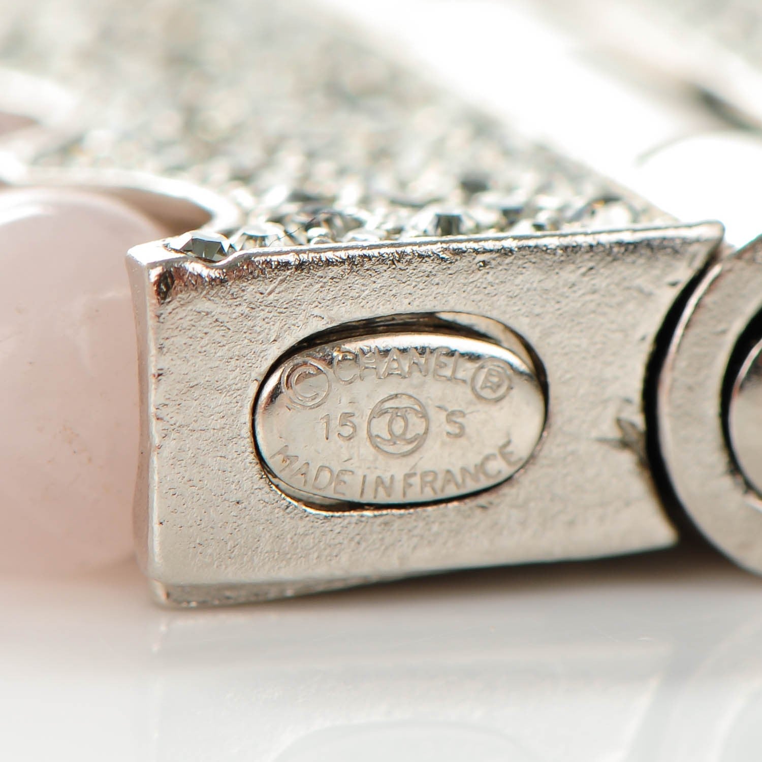 Chanel Beaded Crystal Multistrand CC Bracelet Pink 5 of 6