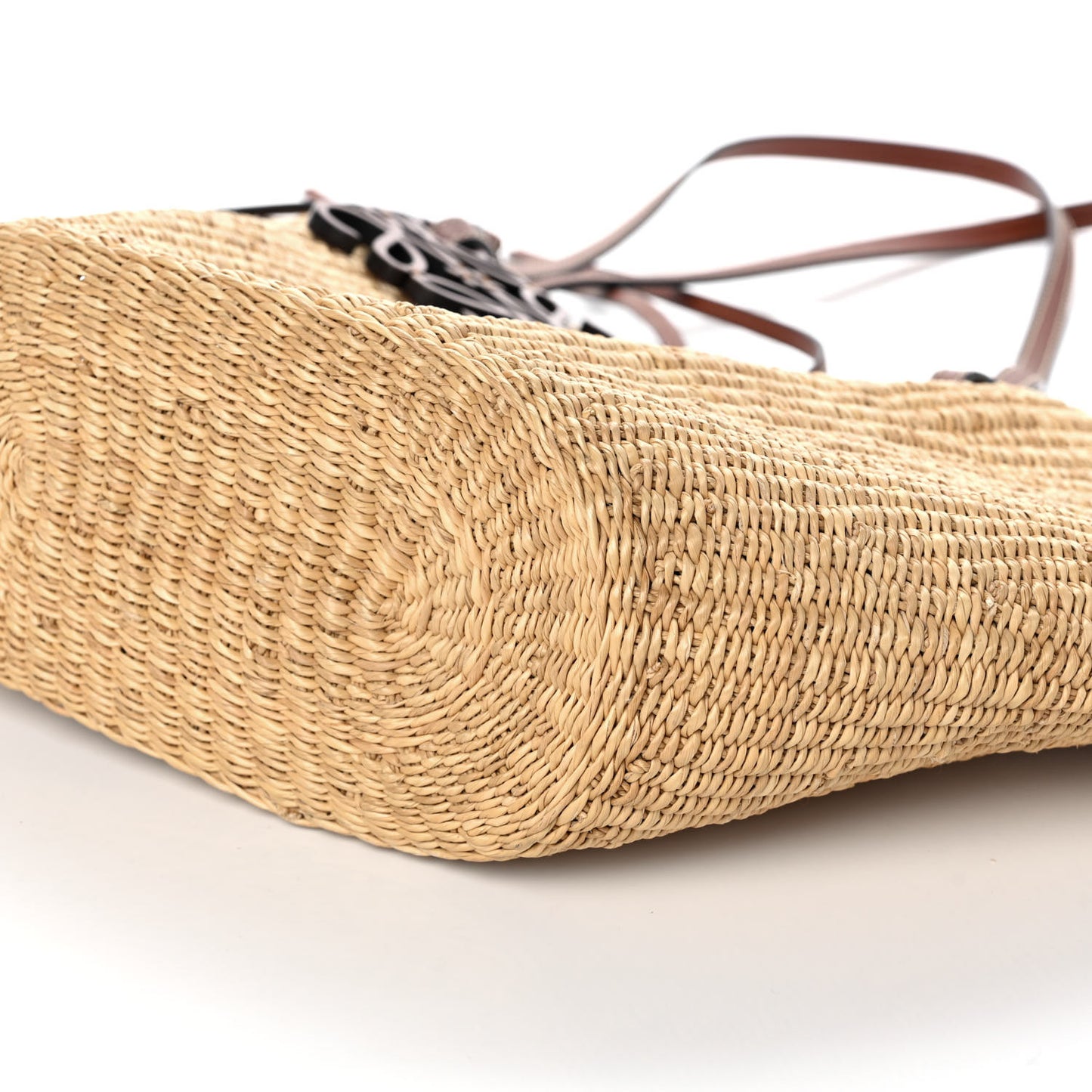 Calfskin Raffia Paulas Ibiza Small Basket Tote Bag Natural Tan