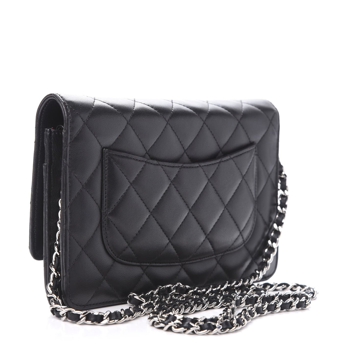 Lambskin Quilted Wallet On Chain WOC Black