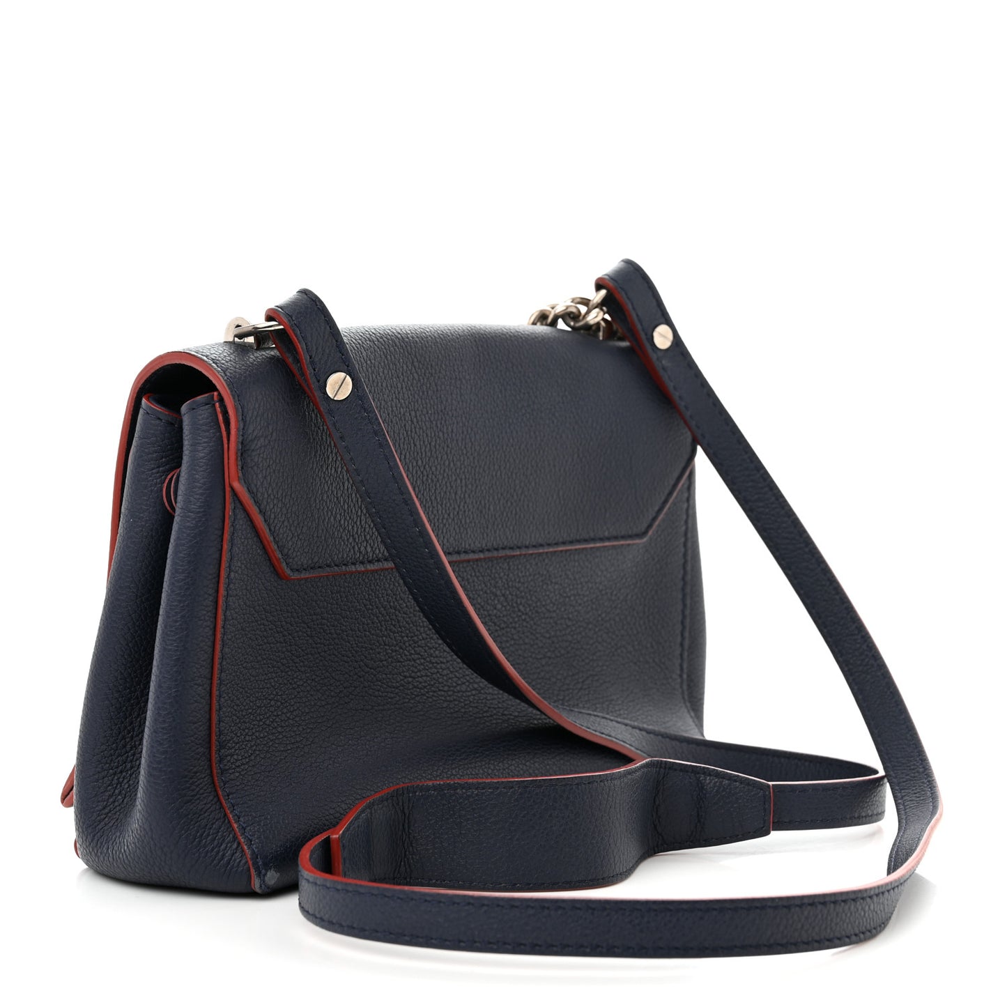 Calfskin Lockme II Chain Bag BB Marine Rouge