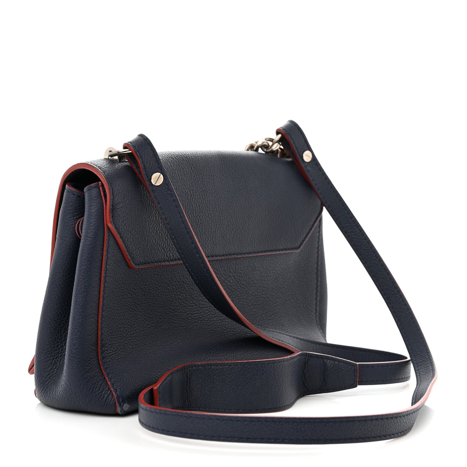 Louis Vuitton Calfskin Lockme II Chain Bag BB Marine Rouge 3 of 12